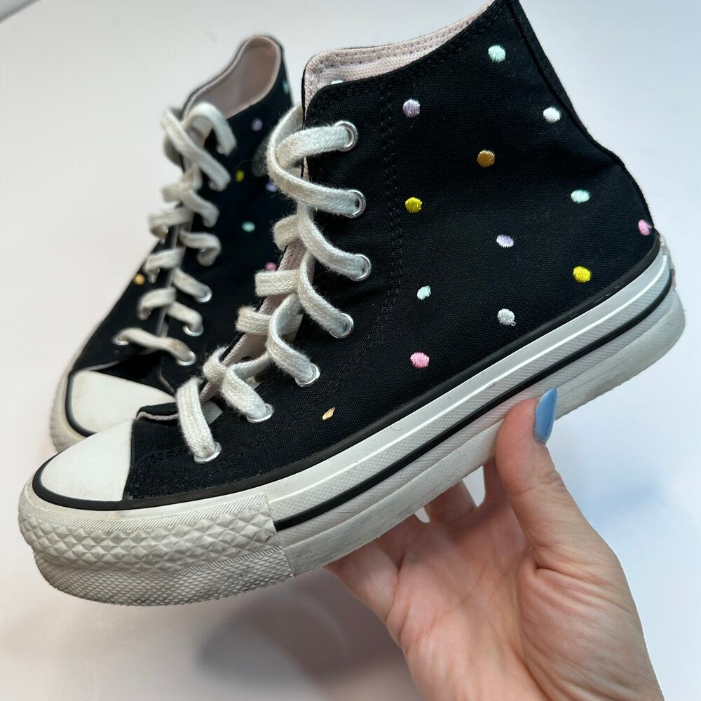 Converse Chuck Taylor All Star Life Embroidered Polka Dot Platform Sneakers